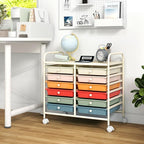 GOFLAME 12-Drawer Rolling Storage Cart, Multifunctional Art Craft Organizer Cart, Mobile Utility Storage Cart with Removable Drawers & Lockable Wheels, Craft Cart for Home Office School, Macaron Color