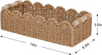 CubesLand Bathroom Basket Organizer, Toilet Tank Paper Storage Baskets 2-Pack, Scalloped Decorative Basket for Countertop w/Handle, Wicker Basket for Bathroom Decor, Home Decor, Living Room, Neutral