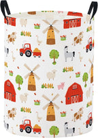 Baby Laundry Basket Baby Nursery Hamper Kids Laundry Basket Toy Storage Bin for Boys Room Decor Gift Baskets for Bedroom Bathroom(Farm)
