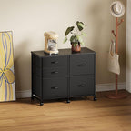 Lateral File Cabinet with 5 Drawers Rolling Filing Cabinets Under Desk Storage Printer Stand with Wheels,Mobile File Cabinet for Home Office,Black