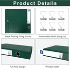 Storage File Boxes A4, 6 Pack Foldable File Box with Clip, 50mm Spine, Plastic Archives Cases with Magnetic Closure, Document File Folder Organizer Storage Filing Box for Office School, Green