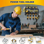 Wall Mount Power Tool Organizer, 3 Layers Floating Tool Rack with 4 Cordless Drill Holders, Storage Rack for Workshop/Garage, 150Lbs Load Capacity, Heavy Duty Iron, Matte Black