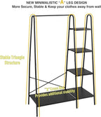 Finnhomy Rustic Clothes Rack, Clothing Rack for Hanging Clothes Heavy Duty Garment Rack with 5 Wood Shelves Freestanding Portable Closet Organizer for Bedroom/Entryway/Boutiques，Matte Black