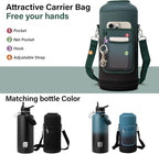 Insulated Water Bottle | Thickened Stainless Steel for Gym and Hiking with Straw, Carrier Bag, Handle Strap | BPA-Free 87 oz