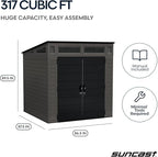 Suncast Modern Outdoor Storage Shed, 200 cu. ft. Peppercorn Resin Shed for Lawn Mower, Bikes, Utility Tools, Patio, & Yard. Weatherproof & Lockable Modern Sheds & Outdoor Storage, Made in USA