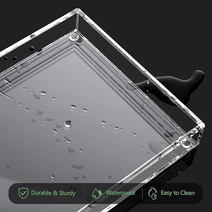 DINGHUO Bathroom Vanity Perfume Tray Acrylic Rectangle Soap Holder for Countertop, Clear Kitchen Sink Organizer for Candle, Jewelry, Keys - 1 Pack