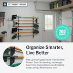 StoreYourBoard Horizontal Shed Tool Organizer - Garage Organization Wall Mount Tool Storage Rack - Heavy Duty Steel Tool Organizers and Storage for Shovels, Rakes, Brooms, Mops - Holds Up to 200 lbs