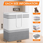 2 Pack Large Home Laundry Basket, Laundry Hamper, Freestanding Waterproof Dirty Clothes Bag, Tall Clothes Hamper - Extended & Reinforced Handles for College Dorm, Family (Light Grey/100L)