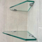 Dulles Glass 8" x 8" Pentagon Glass Corner Shelf - Shelf Only - Tempered - 3/8" Thick - Flat Polished Glass