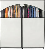 HOLDN’ STORAGE Portable Wardrobe Closet - 65 lb Large Capacity, Internal Heavy Duty Metal Rod, Zipper & Clear Window, Durable Clothes Organizer, Tool-Free Easy Assembly, White Canvas Cover