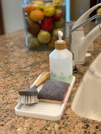 Happitasa Silicone Kitchen Sink Organizer Tray, Sponge Holder and Countertop Protector | Bathroom and Kitchen Soap Dish and Dispenser Tray (White, 10"x5.25")