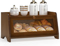 Vintage Bread Box for Kitchen Countertop, Large Bread Container Storage, Wooden Farmhouse Bread Box with Window Bread Holder (Brown)