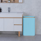 Slim Laundry Basket,60L Laundry Hamper with Lid, Tall Hamper for Laundry,Dirty Cloth Hamper with Bamboo Handle for Toys,Towels, Clothes Organizing,Blue