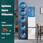 MYLOLF 5 Gallon Water Jug Rack: 5 Tier 5 Gal Bottle Holder Stand for Home Kitchen Garage Office - Saving Space & Black