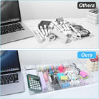 Expandable Acrylic Drawer Organizer, Clear Desk Drawer Organizers Tray with 8 Adjustable Compartments Multifunctional Desk Accessories for Vanity, Office, Kitchen, Bathroom