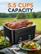 EAST OAK Heated Lunch Box Battery Powered with Automatic Heating, Cordless Heatable Lunchbox for Adults, 1.3L Portable Food Warmer with Insulated Carry Bag