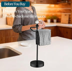 Bath Hand Towel Holder Stand, 2 Pack Stainless Steel Black Towel Rack Hand Holder for Bathroom, Small Countertop Free Standing Hand Towel Rack with Heavy Base (Matte Black, 2 Pack)