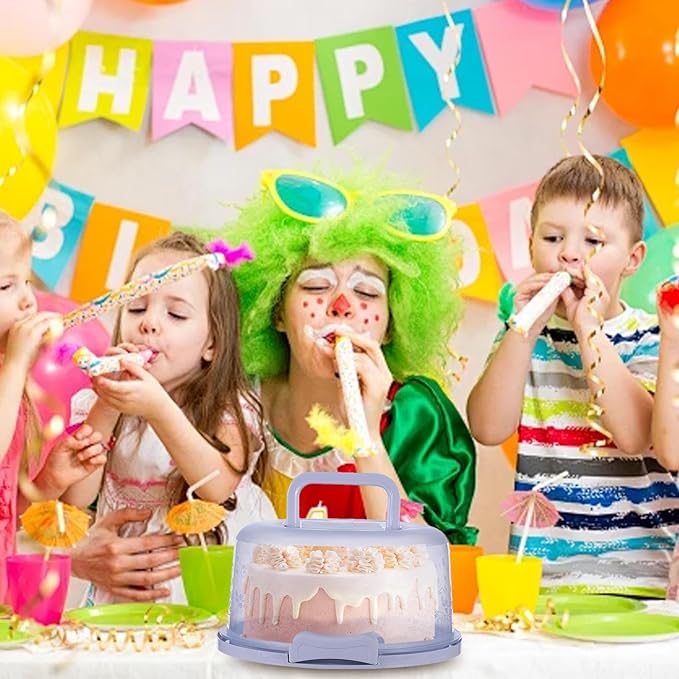 Cake Carrier with Lid and Handle, Round Cake Containers for 10 inch Cakes, Cupcake Holder, Dustproof, Portable Cupcakes Transport Container for Cakes Pie Muffin Pizza Desserts