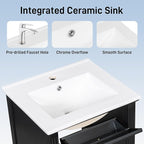 20 in Small Bathroom Vanity with Sink,Soft Closing Door,Tilt-Out Drawer and Adjustable Shelf,Solid Wood Modern Single Bathroom Sink Cabinet,Freestanding (Black)
