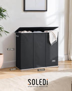 SOLEDI 180L Laundry Hamper 3 Section, Extra Large Laundry Hamper with Lid, Dirty Clothes Hamper with Sturdy Handle, Large Laundry Basket Organizer for Laundry Room, Bedroom, Hampers for Laundry