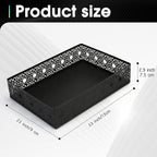 Desk Drawer Organizer, A4 Large Metal Mesh Desk Rrganizer Tray, Carved Hollow Floral Tray, Versatile Storage Box Set for Office Home Supplies,13x9x3 inches (Round Holes,1 PC)
