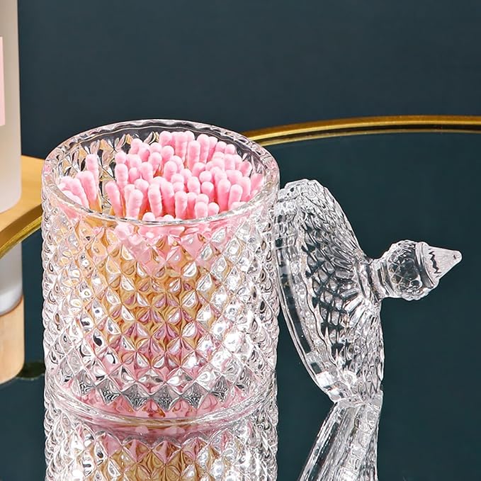 Glass Jar With Lid,Qtip Holder,Sugar Bowl,Candy Cookie Jars,Jewelry Box,Decorative Jar,Candle Cup(Clear)