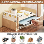 KIRIGEN Wood 3-Tier Office Desktop Document Tray - Mail Sorter Organizer Rack - Wooden Document Letter Stand for Folders, Mail, Stationary, Desk Accessories Natural(2TP-NA)