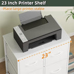 4 Drawer Lateral File Cabinet, Mobile Filing Cabinet for Large Printer, Home Office Functional Small Office Storage Cabinet & Printer Stand, Fits Letter/A4, White