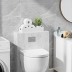 VITVITI Bamboo Toilet Paper Holder Storage, Bamboo Tray for Bathroom with Handle, Toilet Paper Tray Basket Tissue Holder Organizer Container for Back Toilet Tank, White