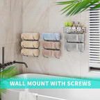 HapiRm Towel Racks for Bathroom Storage - 9 Tier Over The Door & Wall Mount Rolled Towel Storage Organizer Holder with Metal Shelf Basket for Small Bathroom, Camper, Rv - Sliver, Patented