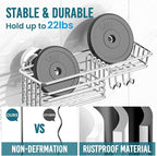 TAILI Shower Caddy Suction Cup 2 Pack with Hooks and Soap Holder, Heavy Duty Shower Organizer for Bathroom, No Drilling Silver Bathroom Suction Shelves-Silver