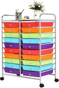 GOFLAME 20-Drawer Rolling Storage Cart, Multifunctional Art Craft Organizer Cart, Mobile Utility Storage Cart with Removable Drawers & Lockable Wheels, Craft Cart for Home Office School, Multicolored