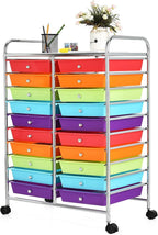 GOFLAME 20-Drawer Rolling Storage Cart, Multifunctional Art Craft Organizer Cart, Mobile Utility Storage Cart with Removable Drawers & Lockable Wheels, Craft Cart for Home Office School, Multicolored
