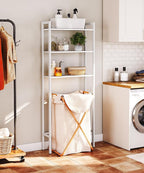 HOOBRO Over The Toilet Storage, 3-Tier Bathroom Organizer Shelf Over Toilet, Freestanding Bathroom Storage Shelves, Space Saver, Easy to Assemble for Room, White WT41TS01