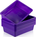 Hoteam 10 Pcs Flat Storage Organizer Tray Bin Letter Size Paper Tray for Classroom Plastic Stackable File Organizer for School Office Teacher Book Organization（ Purple, 13.78 x 9.84 x 3.15 Inch）