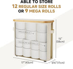 StorageWorks Toilet Paper Storage Baskets with Dual Flip Lids, Toilet Paper Organizer for Bathroom, Toilet Paper Container with Side Pocket, Holds 9 Mega or 12 Regular Rolls, Medium, Beige