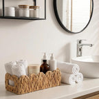 3Pack Toilet Paper Basket for Organizing Scalloped Edge Wicker Basket with Handles Toilet Tank Paper Holder Storage for Bathroom Bedroom Countertop Shelf Decor(Natural Color,Water Hyacinth)