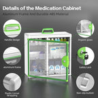 Glosen Medicine Cabinet with Key Wall Mounted Medication Lock Box 【 Green 15x 6.7 x 13 Inch】 Portable Storage Container Big Capacity