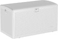 Garvee 73 Gallon Waterproof Large Resin Deck Box Indoor Outdoor, Lockable Storage Container for Patio Furniture Tools, Waterproof Deck Box Patio Storage Bin for Pool Garden, White