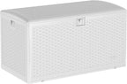Garvee 73 Gallon Waterproof Large Resin Deck Box Indoor Outdoor, Lockable Storage Container for Patio Furniture Tools, Waterproof Deck Box Patio Storage Bin for Pool Garden, White