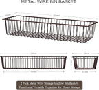 Farmhouse Decor Metal Wire Storage Organizer Bin Basket(2 Pack) - Rustic Toilet Paper Holder - Home Storage Organizer for Bathroom, kitchen cabinets,Pantry, Laundry Room, Closets, Garage (Bronze)