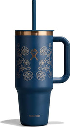 Hydro Flask 40 Oz Travel Tumbler with Handle, Lid and Straw - Insulated Stainless Steel in Western Dark Blue