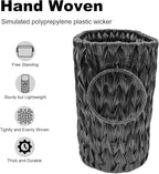 Black Toilet Paper Storage Basket,Large Free Standing Toilet Paper Organizer,Waterproof Narrow Wicker Basket for Bathroom,Under Sink,or Cabinet