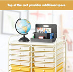 GOFLAME 20-Drawer Rolling Storage Cart, Multifunctional Art Craft Organizer Cart, Mobile Utility Storage Cart with Removable Drawers & Lockable Wheels, Craft Cart for Home Office School, Yellow