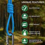 TECEUM Rope – 150 Feet x 1/4 Inch (7mm) – Sky Blue – Strong All-Purpose Utility Rope – Camping, Crafting, Flag Pole, Indoor & Outdoor – Polypropylene Nylon Poly Lightweight Diamond Braided Cord