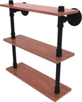 Allied Brass P-490-16-TWS-BKM Pipeline Collection 16 Inch Ironwood Triple Shelf, Matte Black