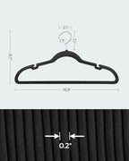 SONGMICS Velvet Hangers 100 Pack, Non-Slip Clothes Hangers with Shoulder Notches, Pants Bar, 360° Swivel Hook, Space-Saving, for Closet, Ink Black UCRF029B010