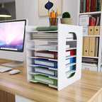 Natwind 7 Tier 10”x12” Scrapbook Paper Organizer For Desk,White File Organizer,Office Desk Organizers,Stackable Letter Tray,Paper Sorter,Document Storage Rack for Home Office School Classroom