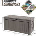 JUMMICO 120 Gallon Resin Deck Box, Large Outdoor Storage Box Waterproof & Lockable for Garden, Patio, Pools (Light Brown)