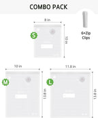 Syntus Vacuum Sealer Bags for Food, 60 Pcs (S+M+L) 8" x 10" and 10" x 13.8" and 11.8" x 13.8" Food Storage Bags for Sous Vide Cooking Microwave Heating, Air Valve Zipper Bags